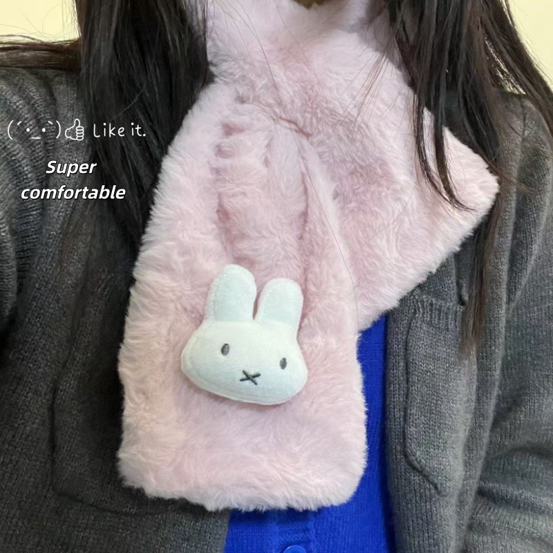 Winter Clothing Cute - Witte Miffy-sjaal | Veelzijdige nekwarmer voor