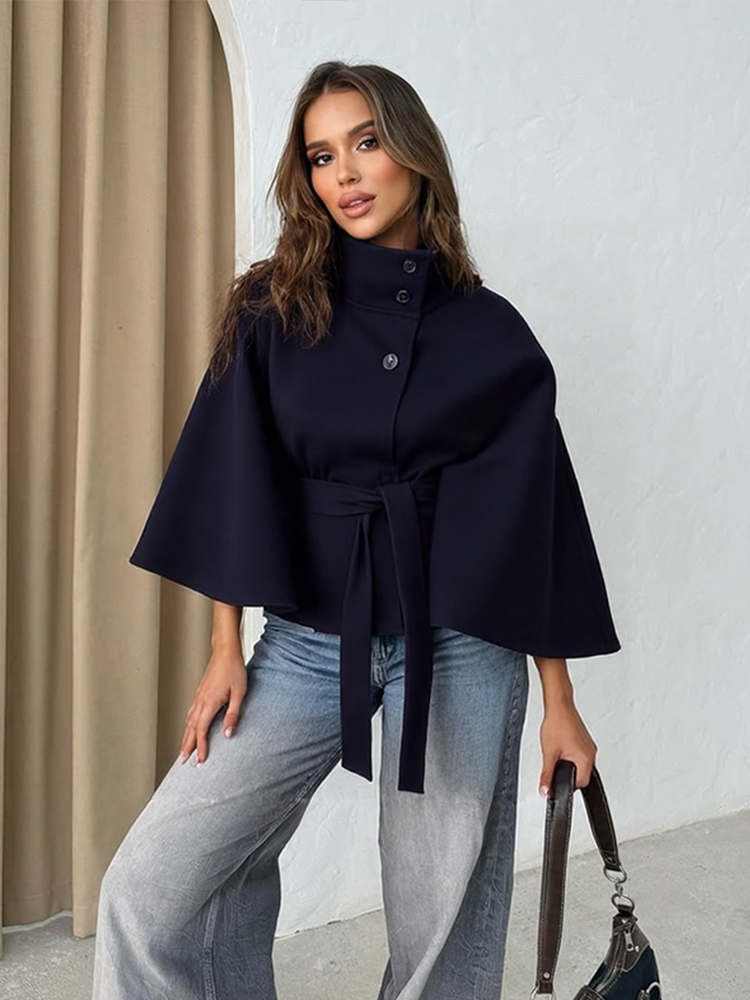 Wool Blend Coat - Elegante wollen mix cropped jas met