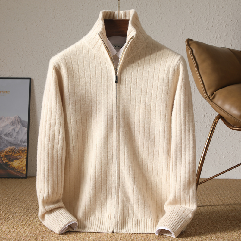 Wool Blend Coat - Mannen 100% Merinowol Opstaande Kraag Vest