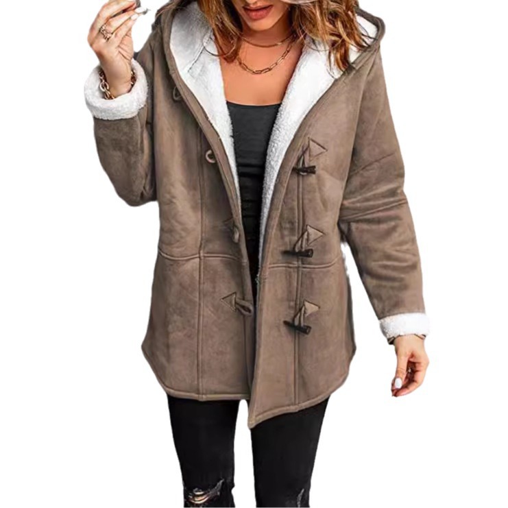 Wool Blend Coat - Dameswollenjassen, dikke jas met capuchon, zakken,