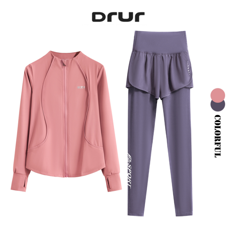 Winter Yoga Clothing - DRUR M-4XL Yoga-outfits 2-delige trainingssets Sweatshirt