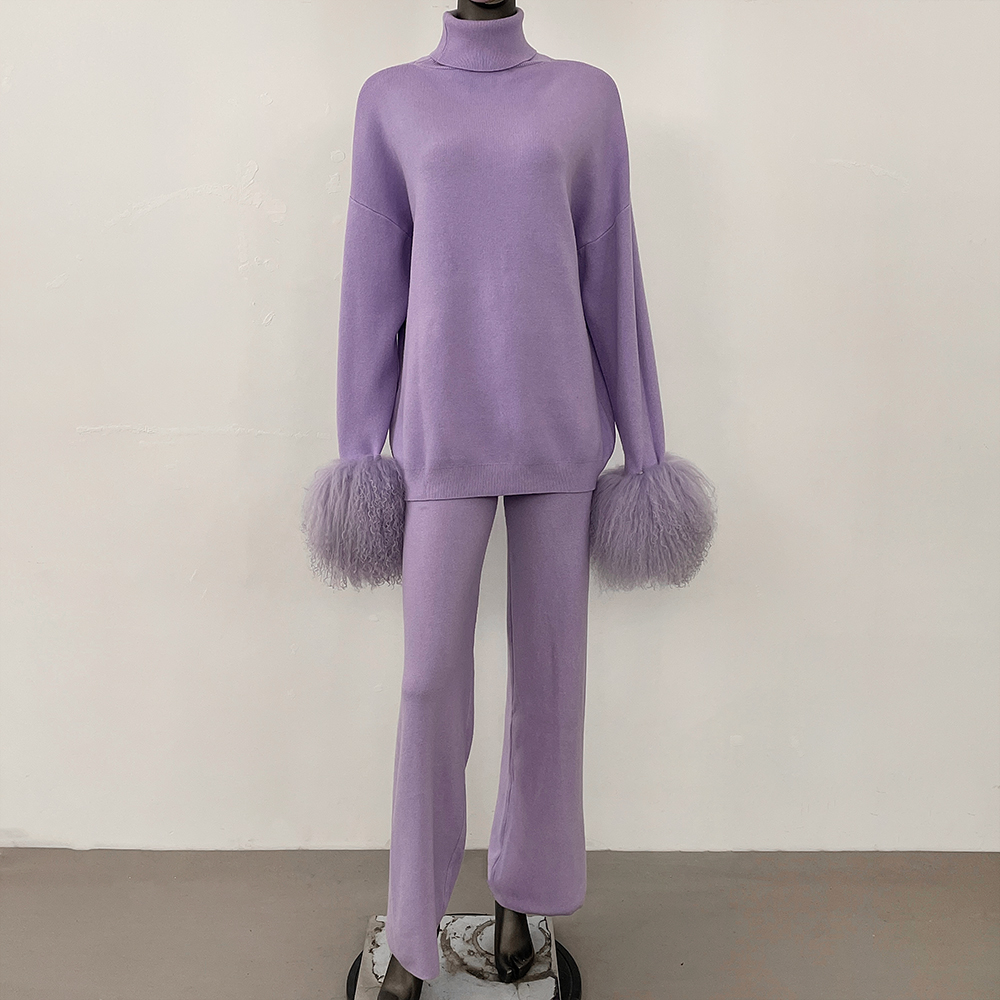 Wool Blend Coat - Jas Dames Gebreid Pak Damestrui Set