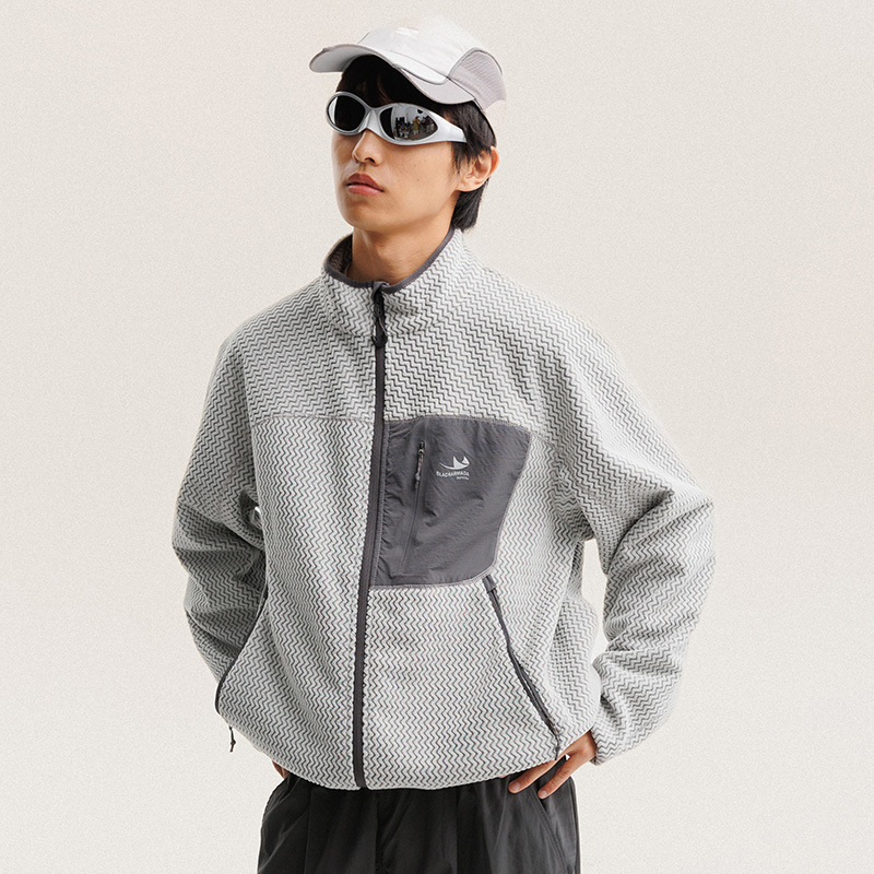 Wool Blend Coat - Herfst Winter Polar Fleece Golvende Strepen