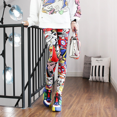 Winter Clothing On Sale - Vrouwen Leggings Hoge Taille Cartoon Comic