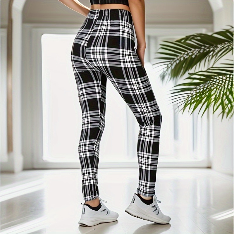 Winter Clothing On Sale - Zwart-wit geruite sport- en fitnesslegging voor