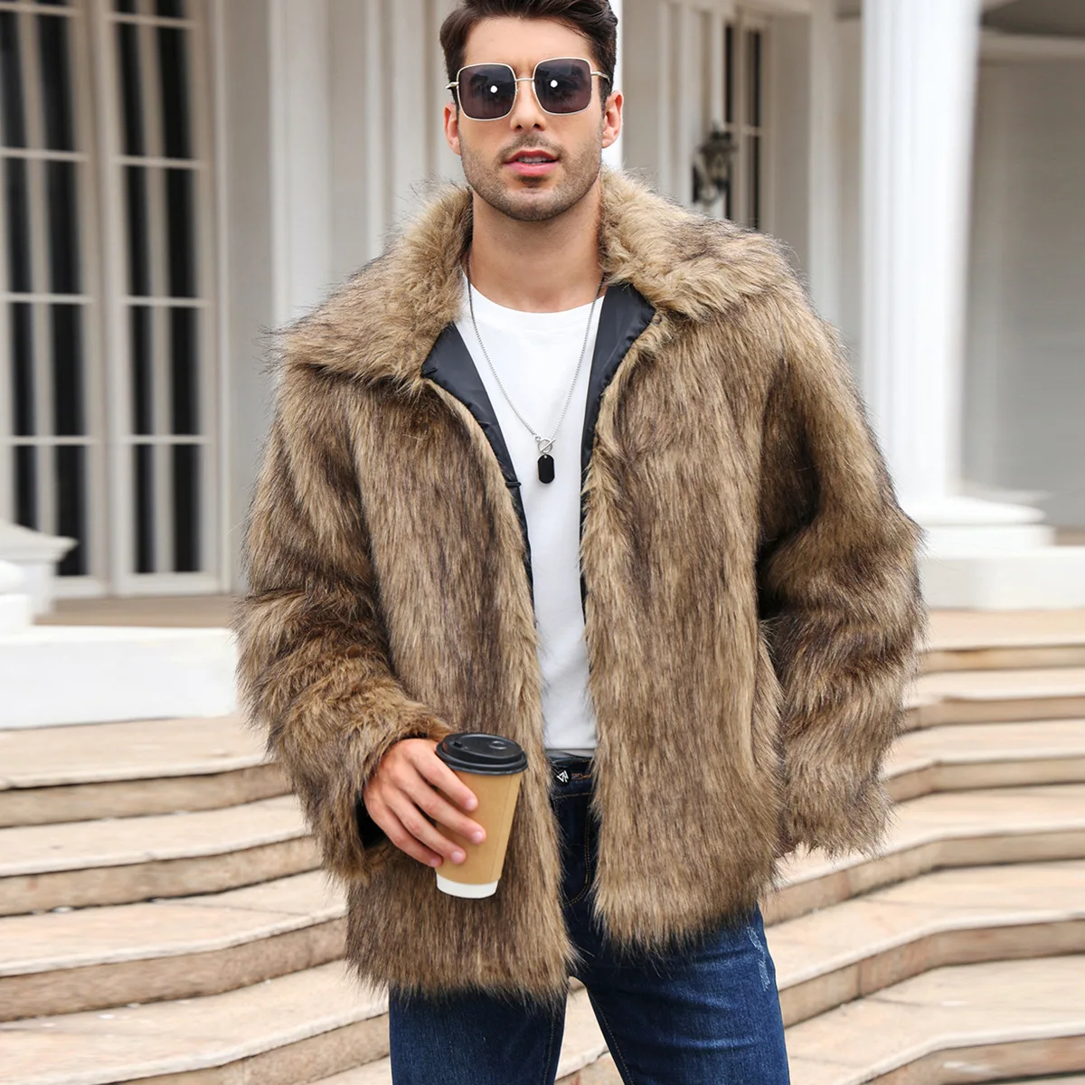 Winter Clothing Cute - Mannen Faux Vossenbont Jas Jas Winter