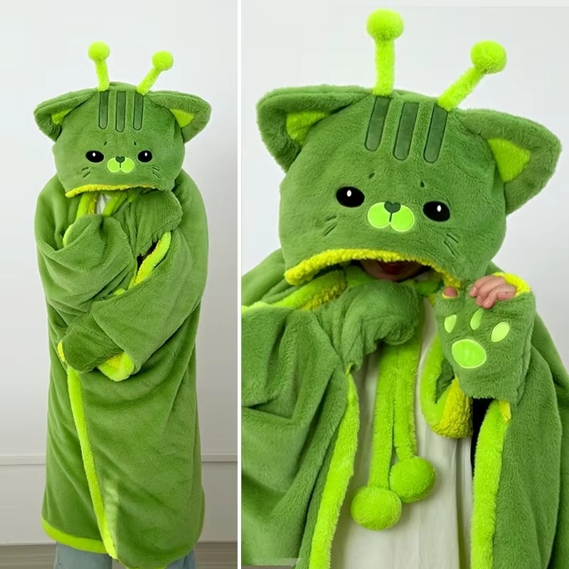 Winter Clothing Cute - Cartoon schattige alien kat hooded deken