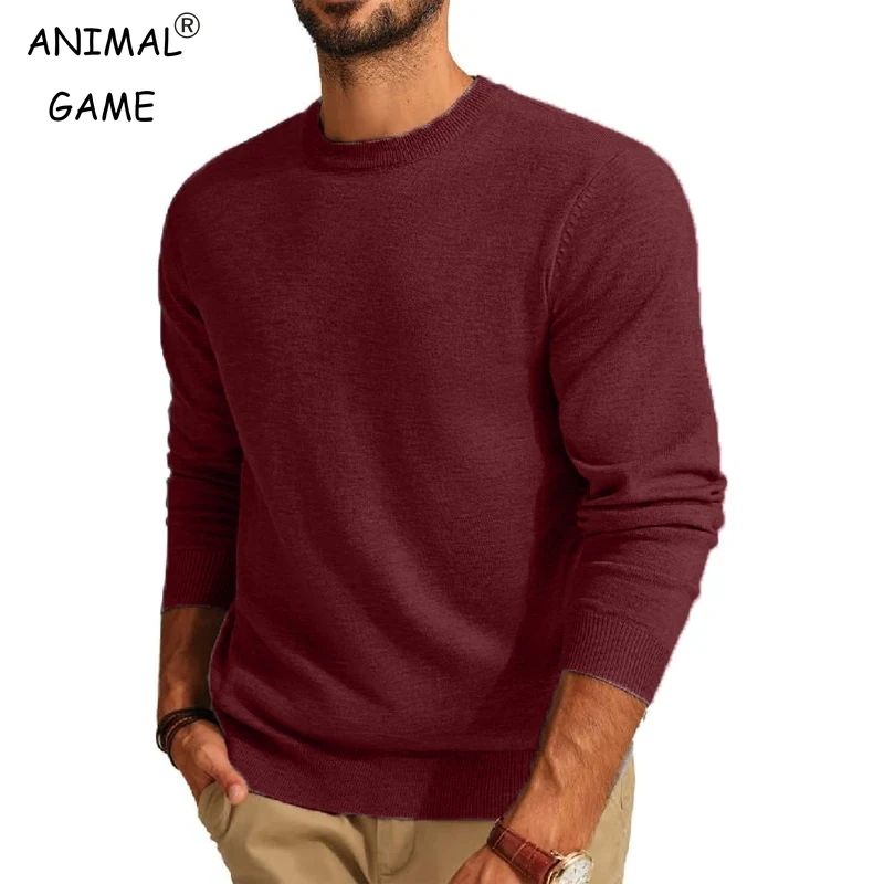 Wool Blend Coat - Herensweaters met lange mouwen Ronde hals